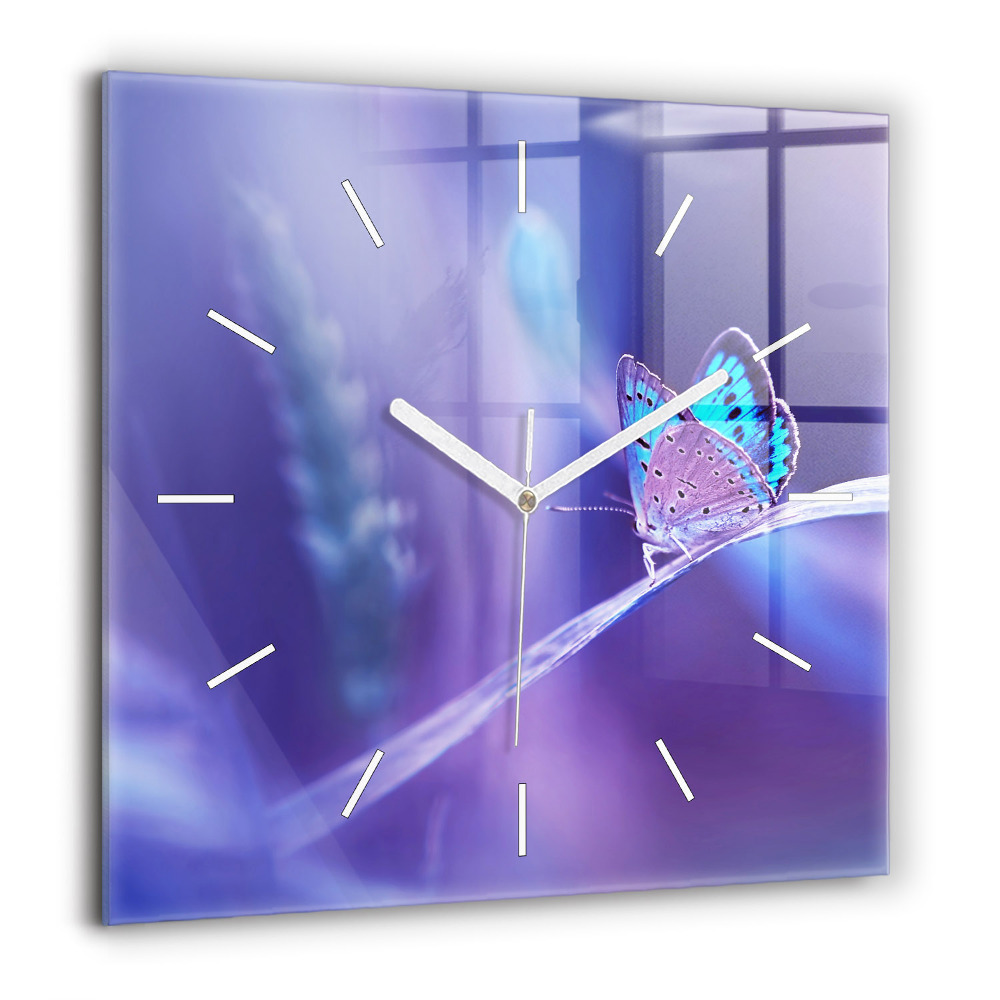 Szögletes üvegóra 60x60 Pillangó a fűben