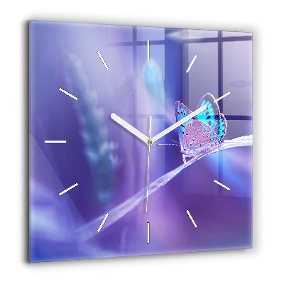 Szögletes üvegóra 60x60 Pillangó a fűben