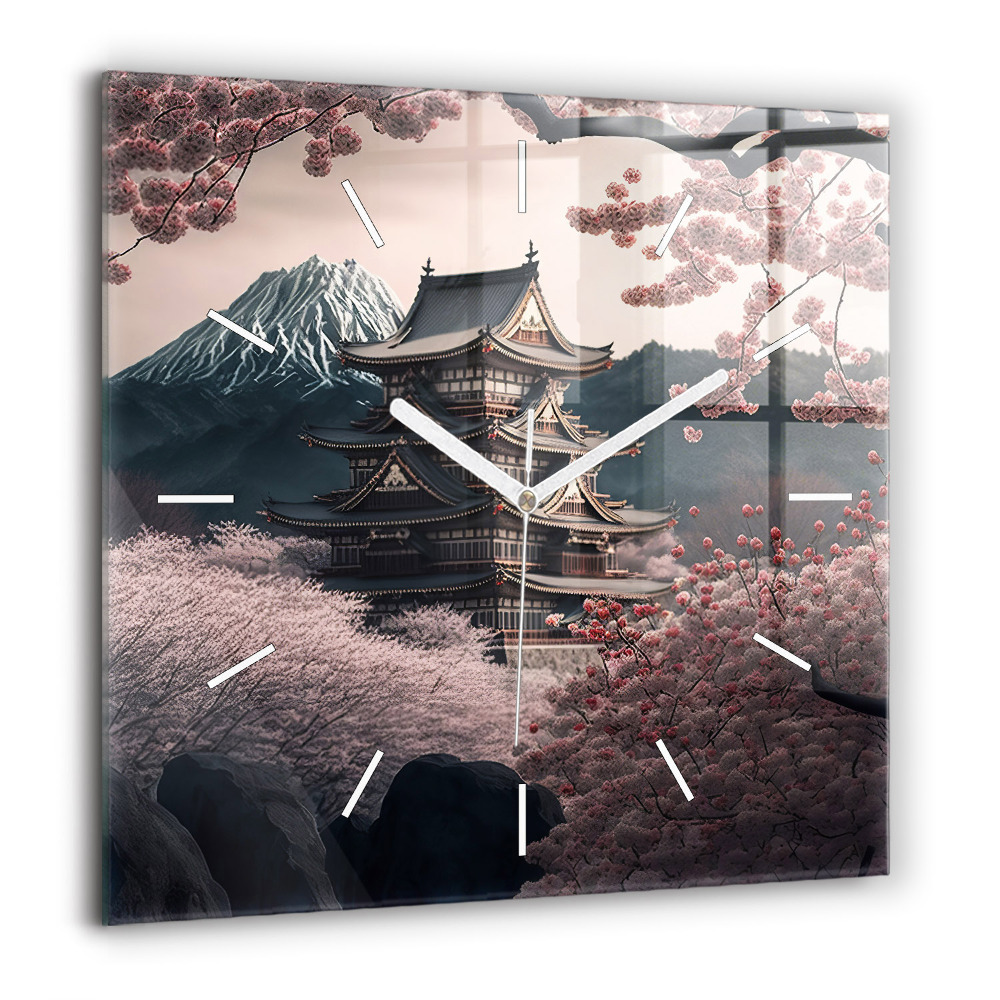 Szögletes üvegóra 60x60 Torony, virágok és növények Ázsiában