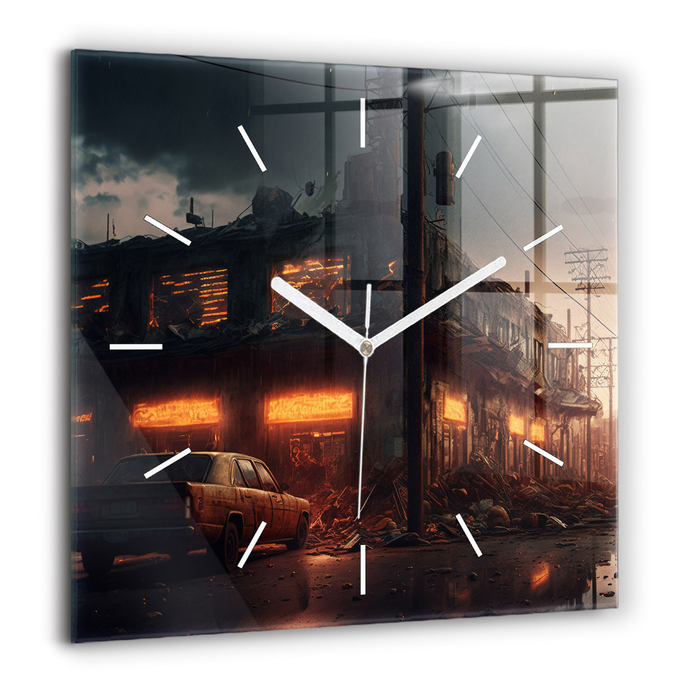 Szögletes fali üvegóra 60x60 Apokaliptikus épület