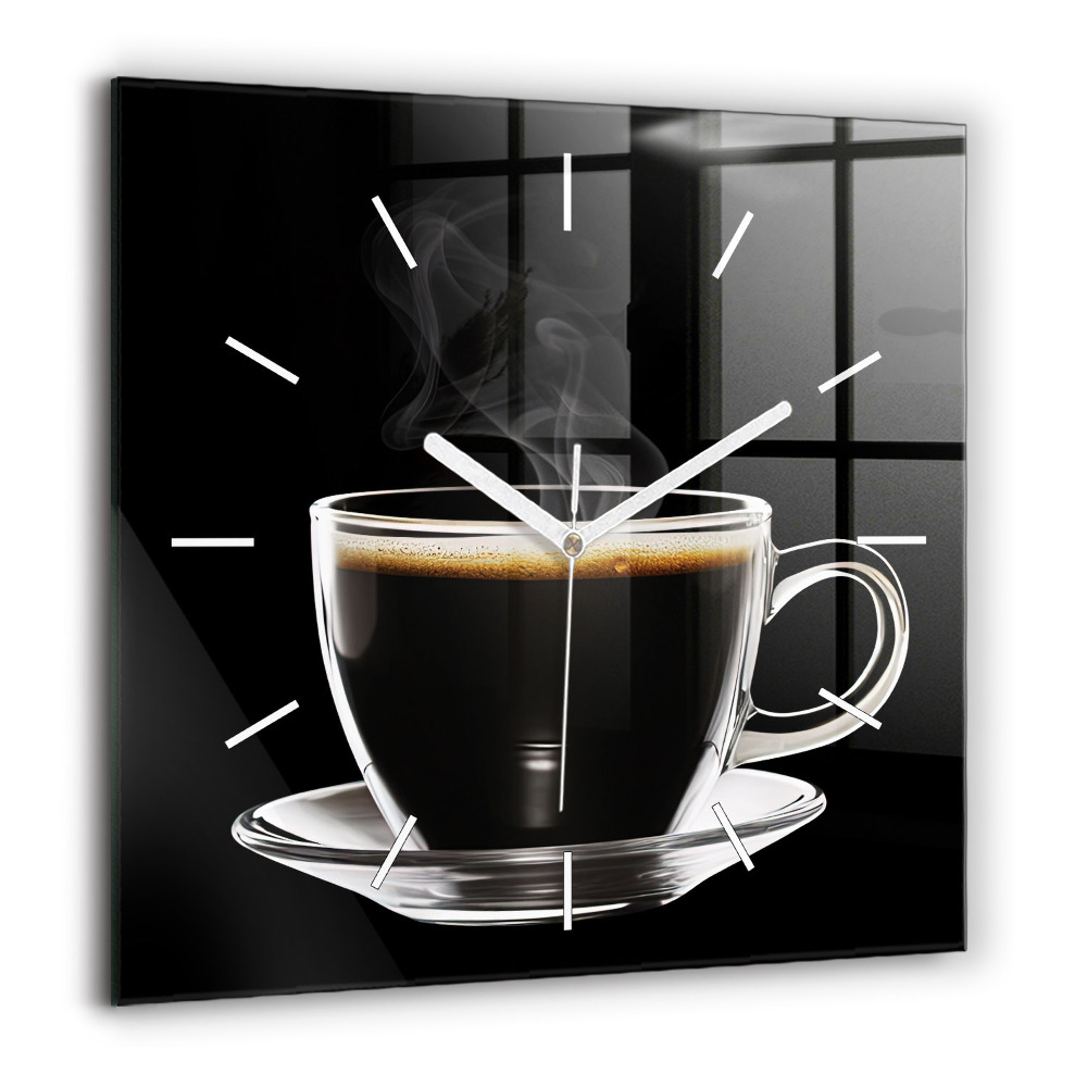 Szögletes üvegóra 60x60 Fekete kávé