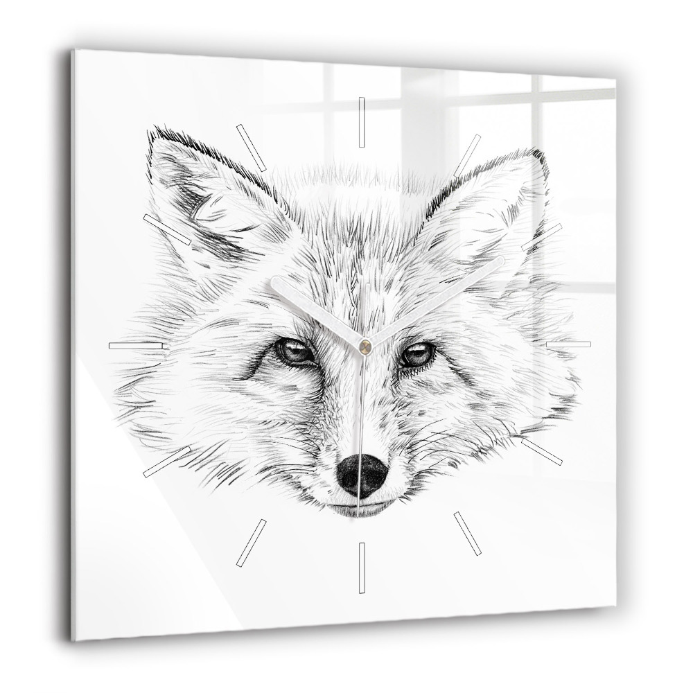 Négyzet alakú üvegóra 60x60 Grafikus rókafej