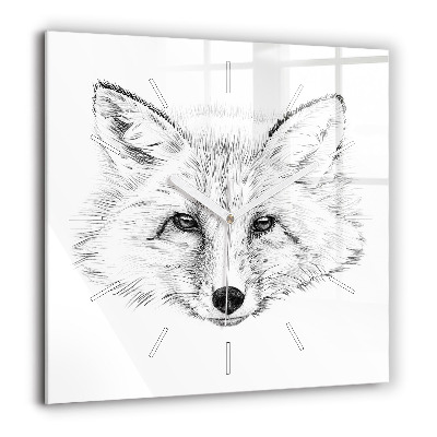 Négyzet alakú üvegóra 60x60 Grafikus rókafej