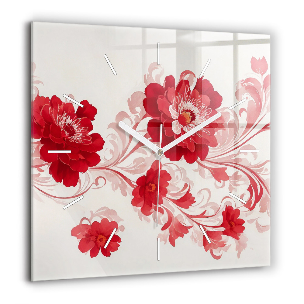 Négyzet alakú üvegóra 60x60 Piros virágok és növények