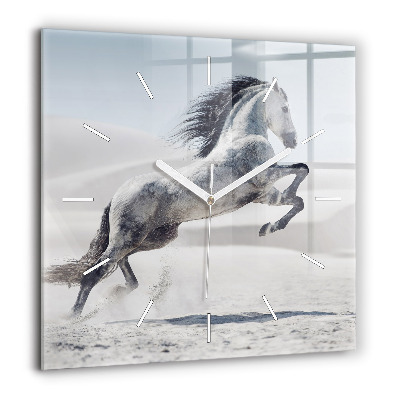 Szögletes üvegóra 60x60 Galoppozó fehér ló