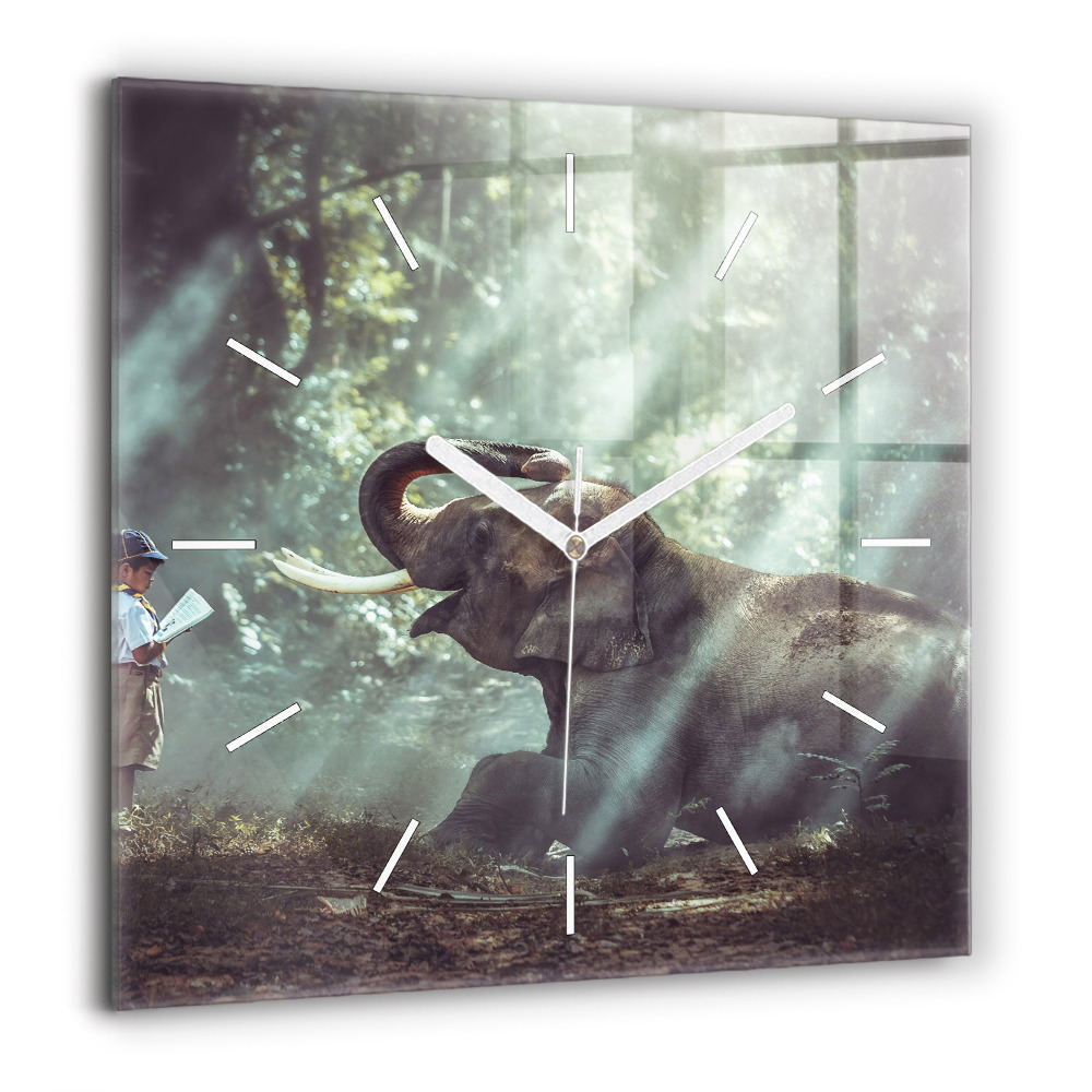 Négyzetes üvegóra 60x60 Könyvet olvasó fiú