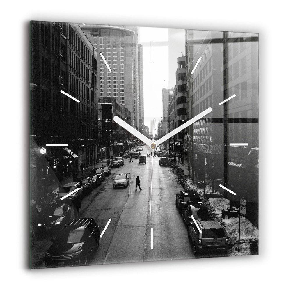 Szögletes fali üvegóra 60x60 Chicago város utcái