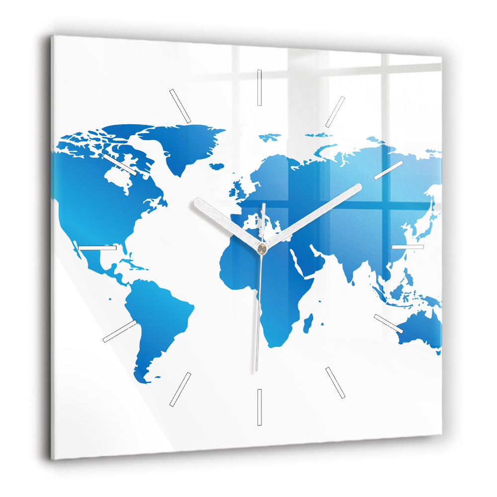 Szögletes üvegóra 60x60 Világtérkép