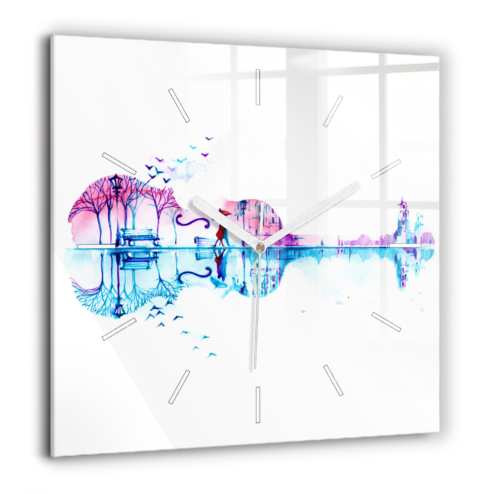 Négyzetes üvegóra 60x60 Cselló parki tó