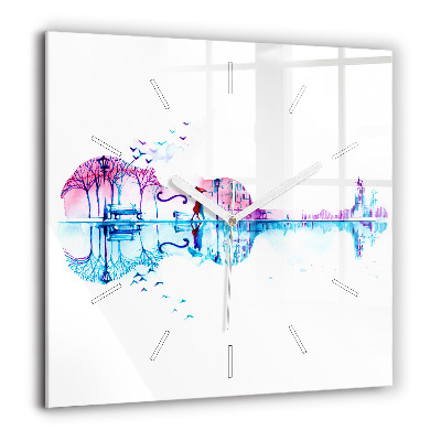 Négyzetes üvegóra 60x60 Cselló parki tó