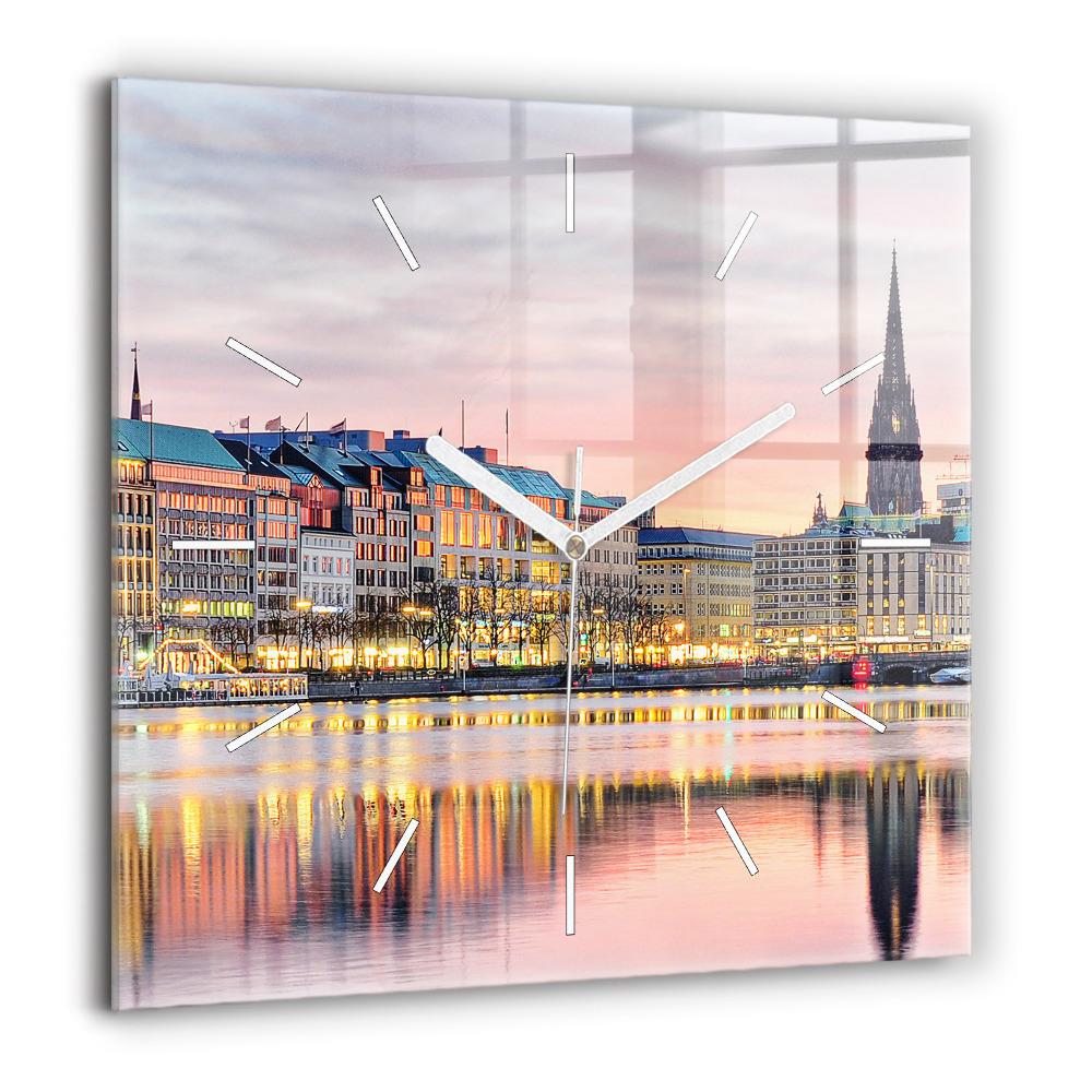 Szögletes üvegóra 60x60 Alster Hamburgban