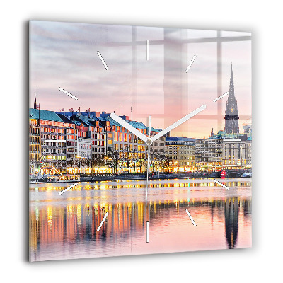 Szögletes üvegóra 60x60 Alster Hamburgban