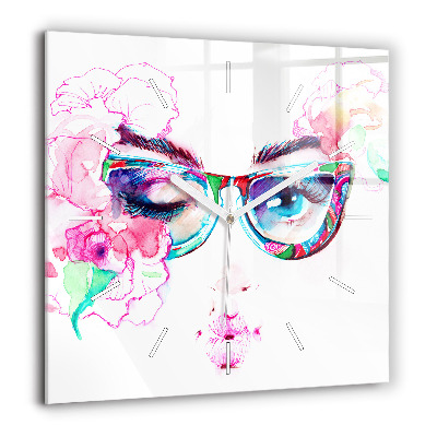 Négyzet alakú üvegóra 60x60 Nő szemüveggel