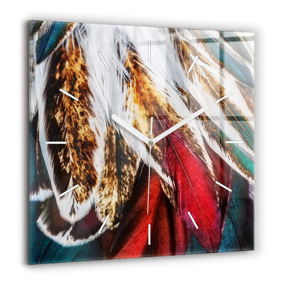 Szögletes üvegóra 60x60 Világosbarna madártollak