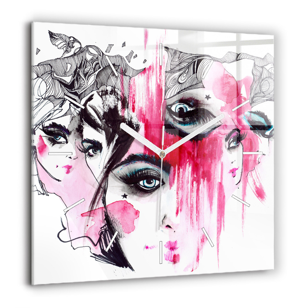 Szögletes fali üvegóra 60x60 Sok arc absztrakció