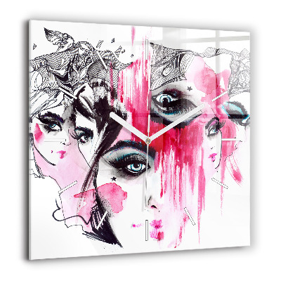 Szögletes fali üvegóra 60x60 Sok arc absztrakció