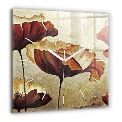 Szögletes fali üvegóra 60x60 Festett pipacsok