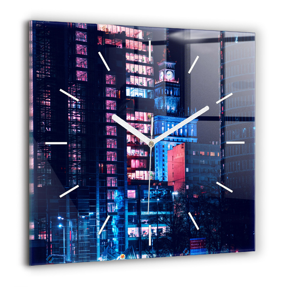 Négyzet alakú üvegóra 60x60 Varsó éjszaka