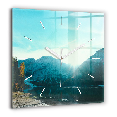 Szögletes fali üvegóra 60x60 Hegy és folyó Lengyelországban