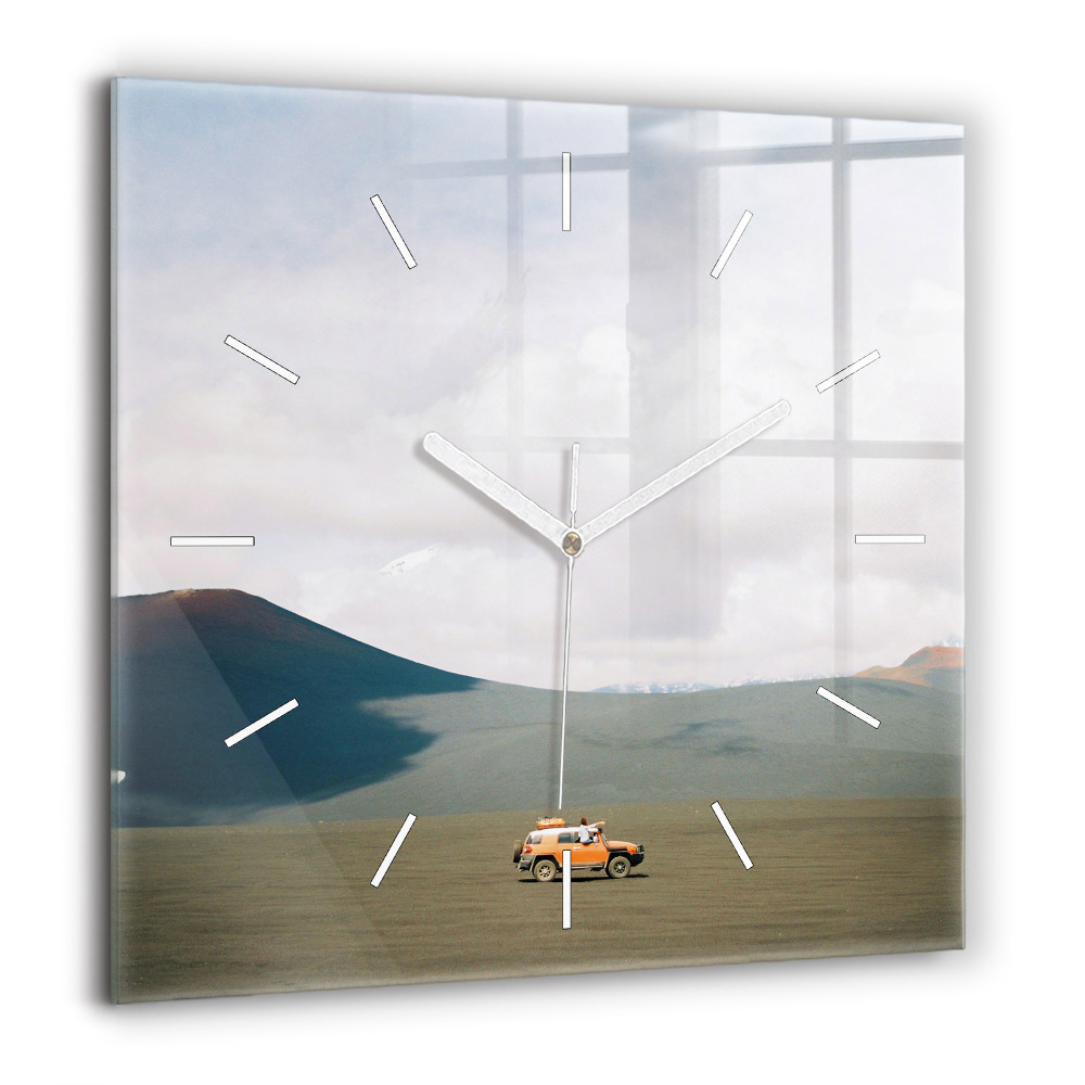 Négyzet alakú üvegóra 60x60 Járművek a kamcsatkai sivatagban