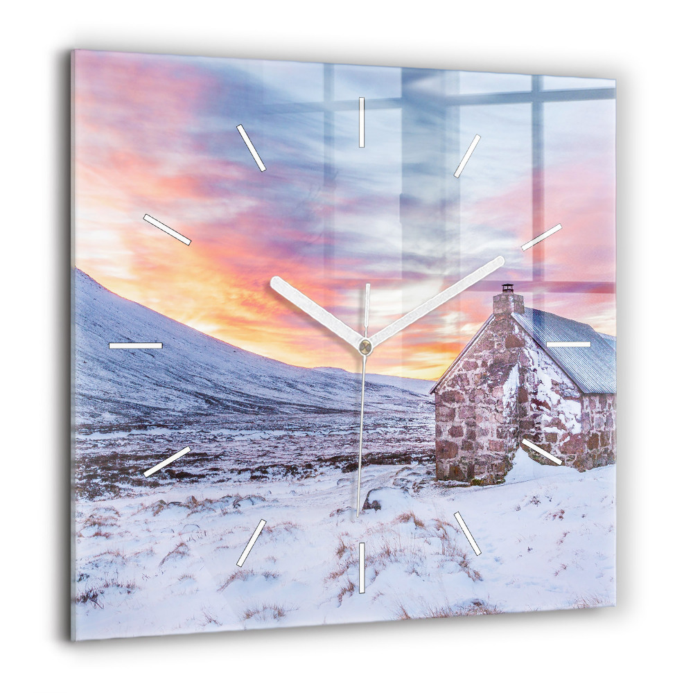 Négyzet alakú üvegóra 60x60 Házikó a hegyekben