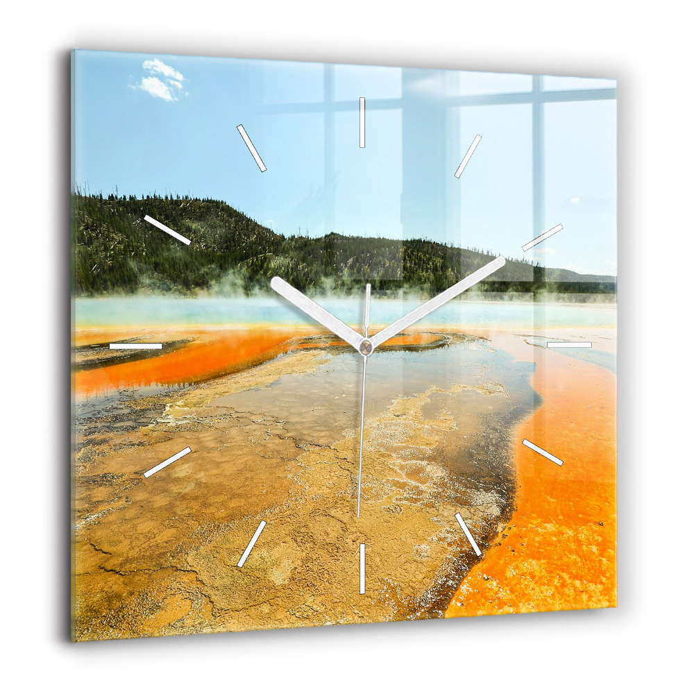 Négyzetes üvegóra 60x60 Tó hegyekkel