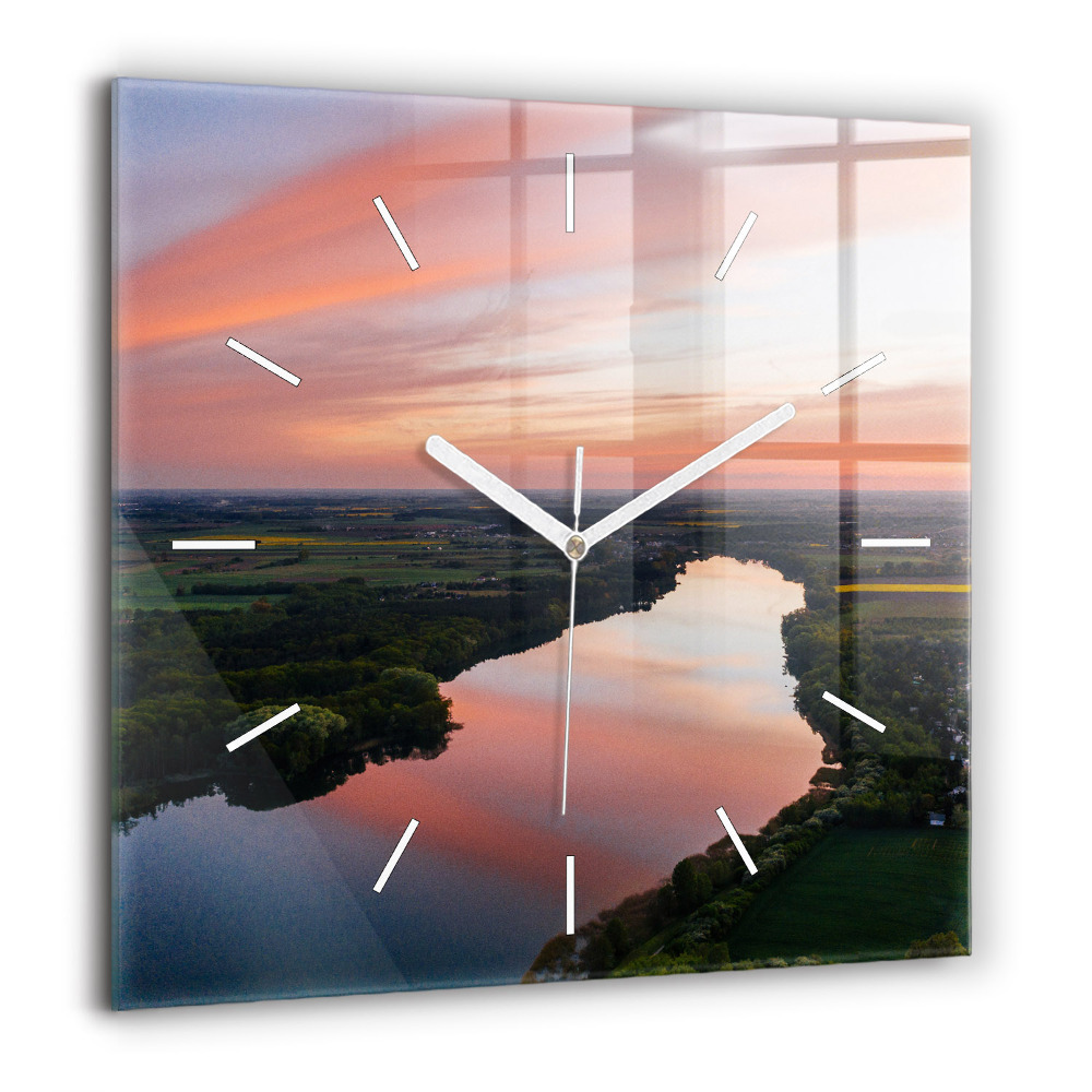 Négyzetes üvegóra 60x60 Kilátás egy tóra