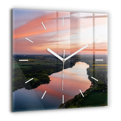 Négyzetes üvegóra 60x60 Kilátás egy tóra