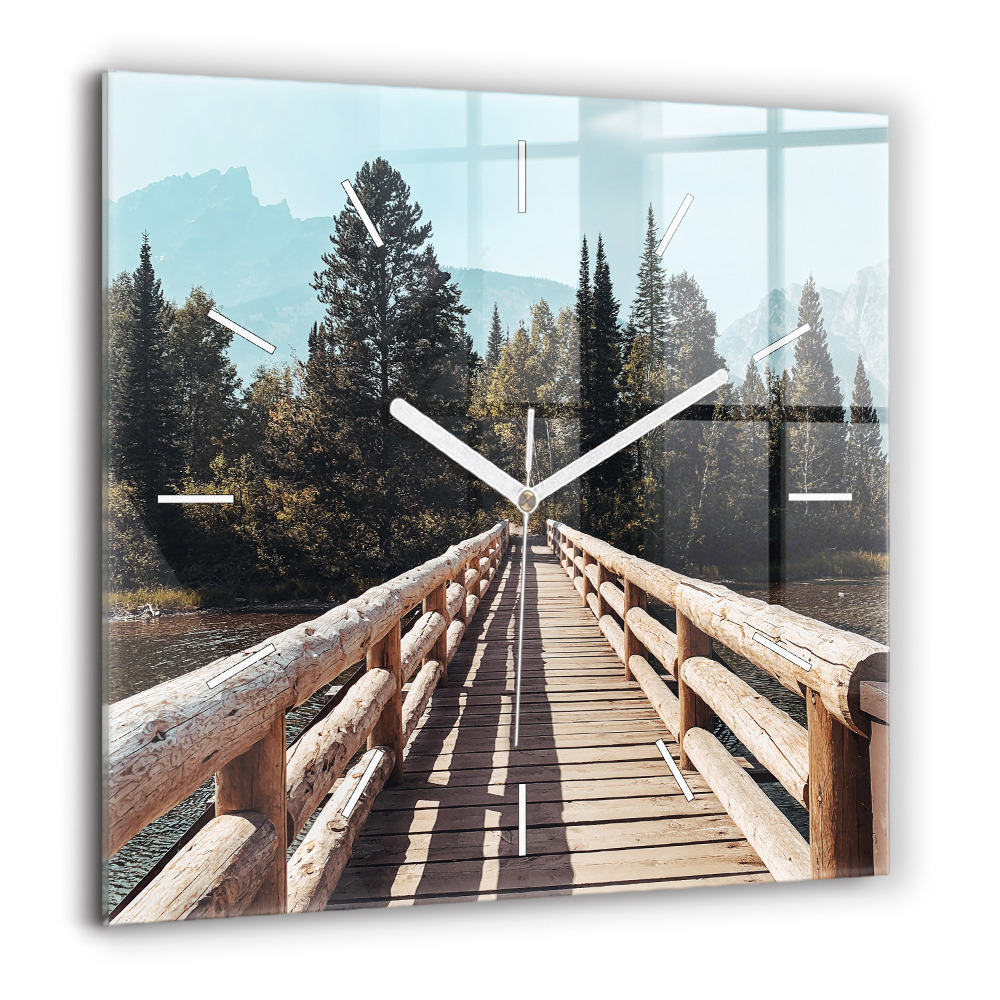 Négyzet alakú üvegóra 60x60 Hegyek Yellowstone-ban