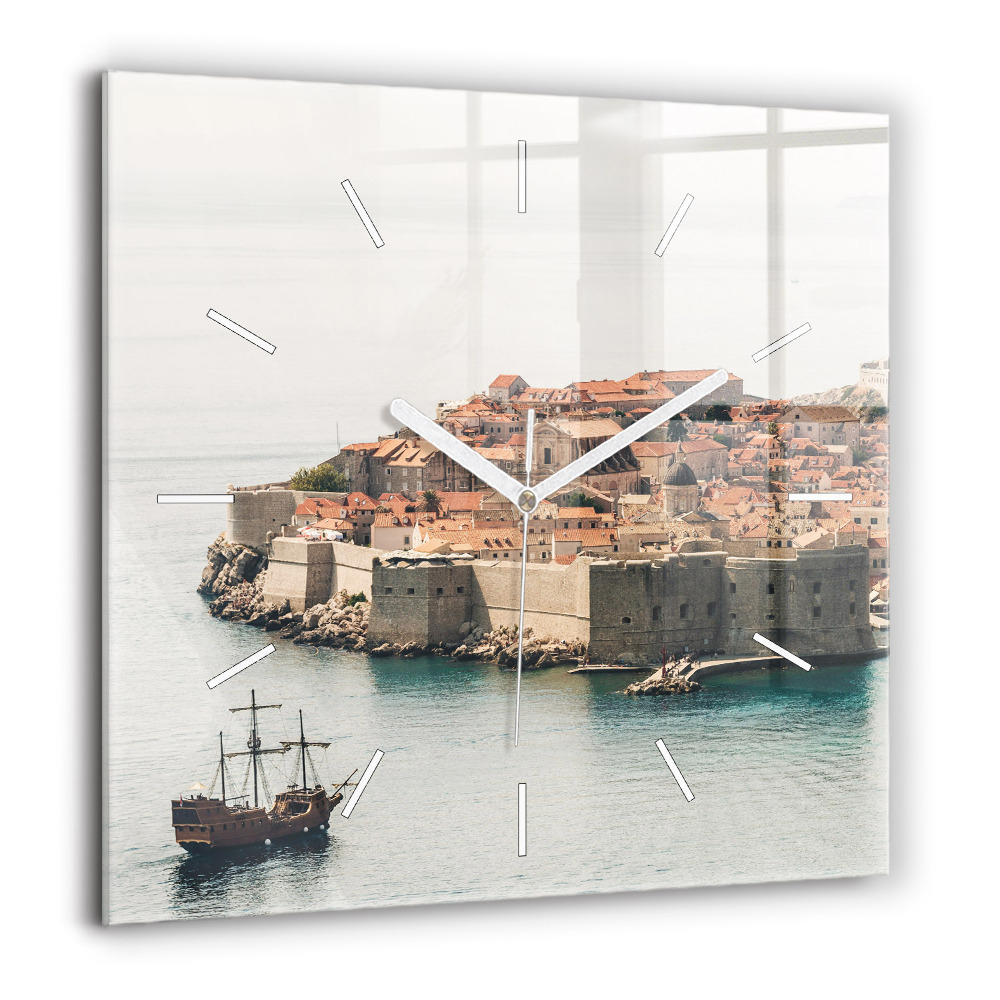 Szögletes fali üvegóra 60x60 Vitorlás hajó Dubrovnikban