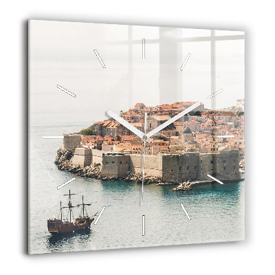 Szögletes fali üvegóra 60x60 Vitorlás hajó Dubrovnikban