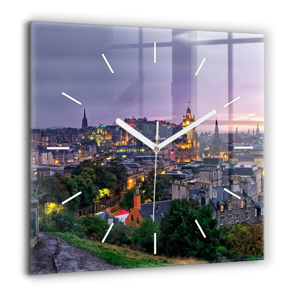 Négyzetes üvegóra 60x60 Edinburgh a Calton Hillről