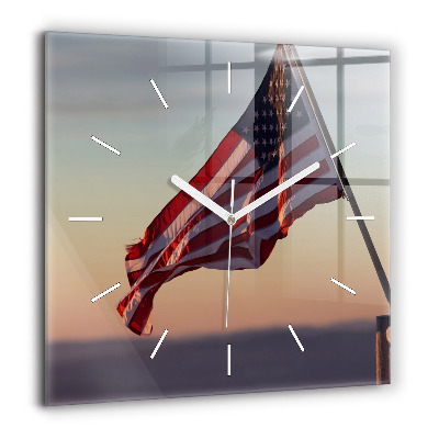 Négyzetes üvegóra 60x60 Az Egyesült Államok lobogó zászlaja