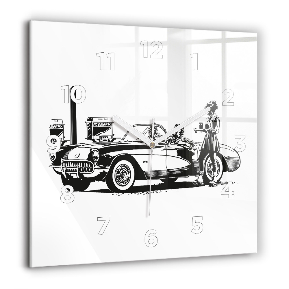 Szögletes fali üvegóra 60x60 Retro illusztráció