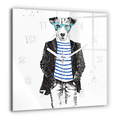 Négyzetes üvegóra 60x60 Kutya emberi testben