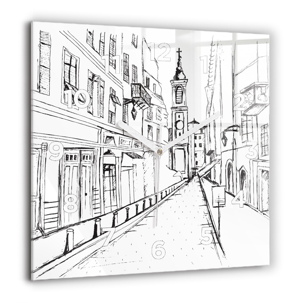 Négyzet alakú üvegóra 60x60 Város rajz Provence