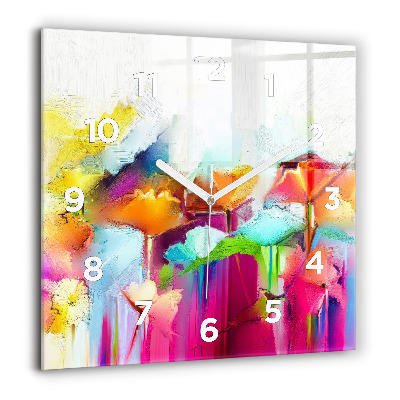 Szögletes fali üvegóra 60x60 Absztrakt virágok