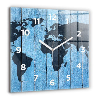 Szögletes üvegóra 60x60 Világtérkép táblákon