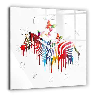 Szögletes fali üvegóra 60x60 Színes zebra