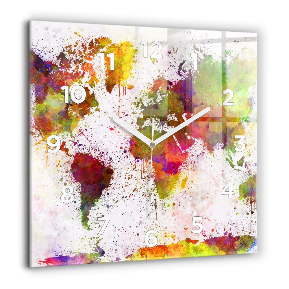 Szögletes fali üvegóra 60x60 Akvarell világtérkép