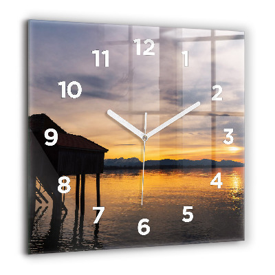 Szögletes fali üvegóra 60x60 Naplemente egy tó felett