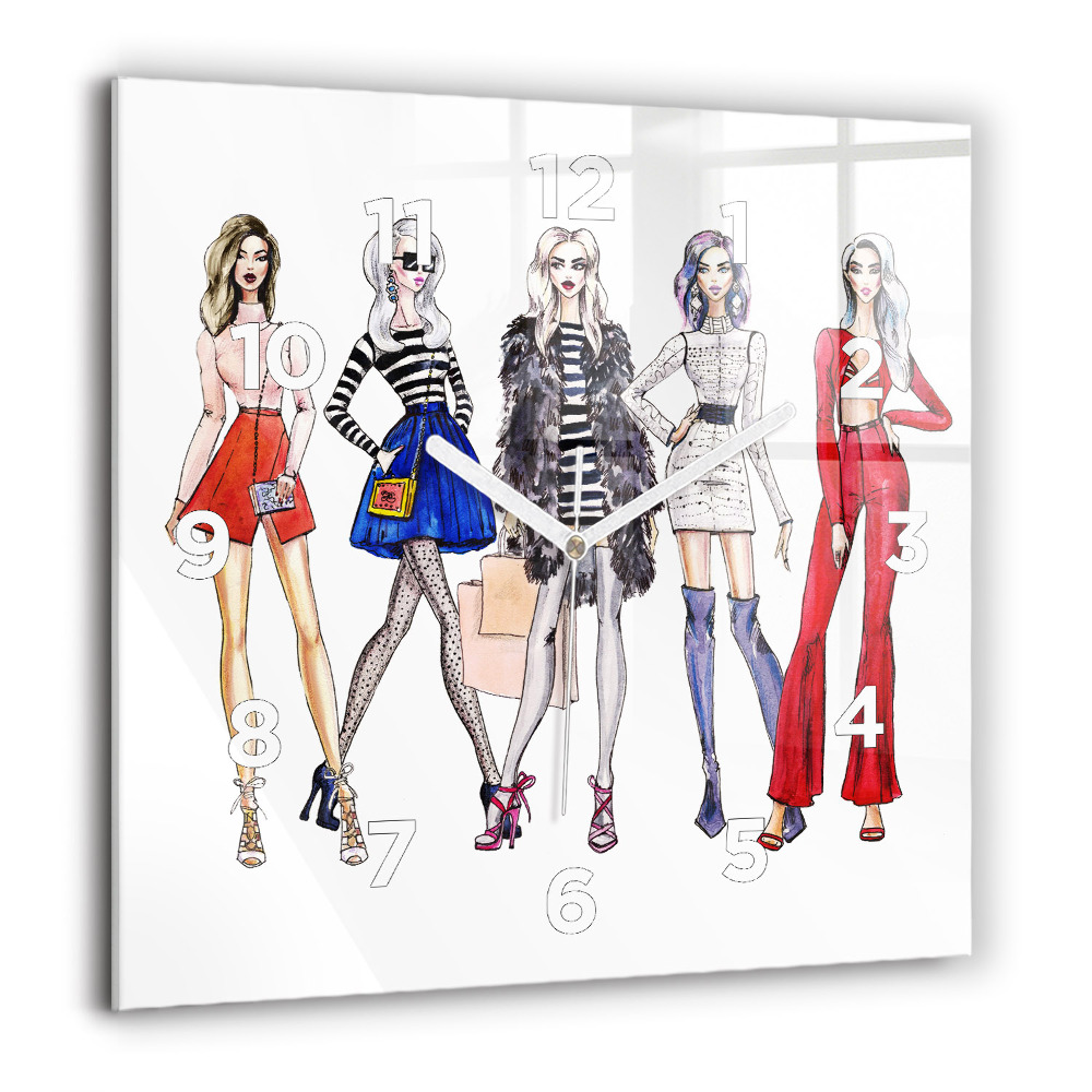 Négyzet alakú üvegóra 60x60 Divatos lányok