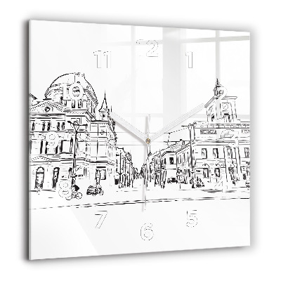 Szögletes üvegóra 60x60 Poznan városának illusztrációja