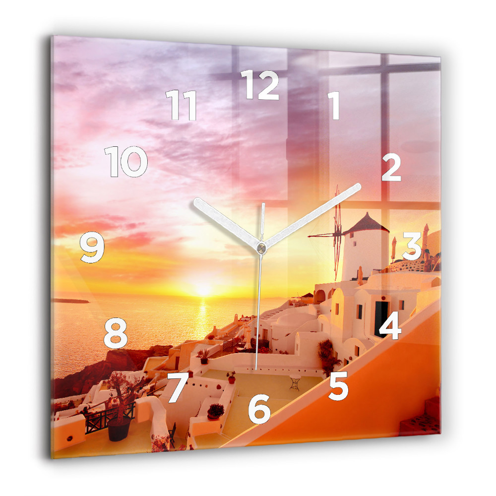 Négyzet alakú üvegóra 60x60 Régi szélmalom Szantoriniben