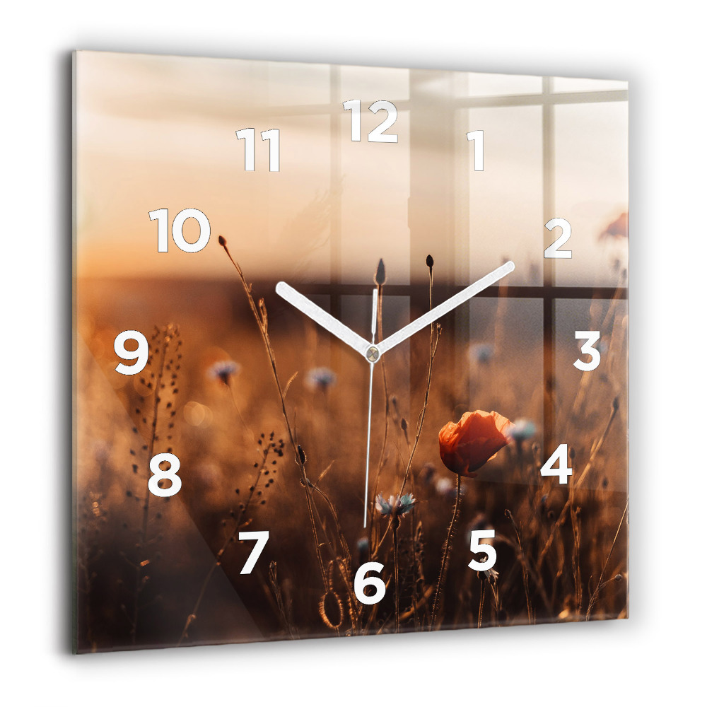 Szögletes üvegóra 60x60 Mező napfelkelte