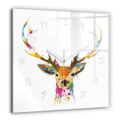 Szögletes fali üvegóra 60x60 Színes szarvasfej