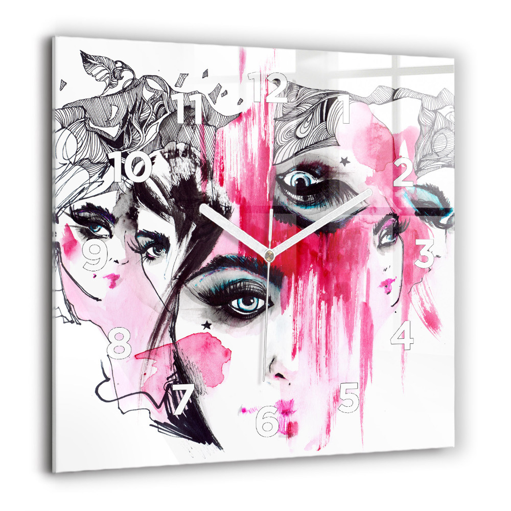 Szögletes fali üvegóra 60x60 Sok arc absztrakció