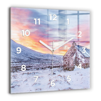 Négyzet alakú üvegóra 60x60 Házikó a hegyekben