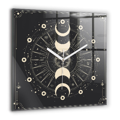 Szögletes üvegóra 60x60 Hold és Nap