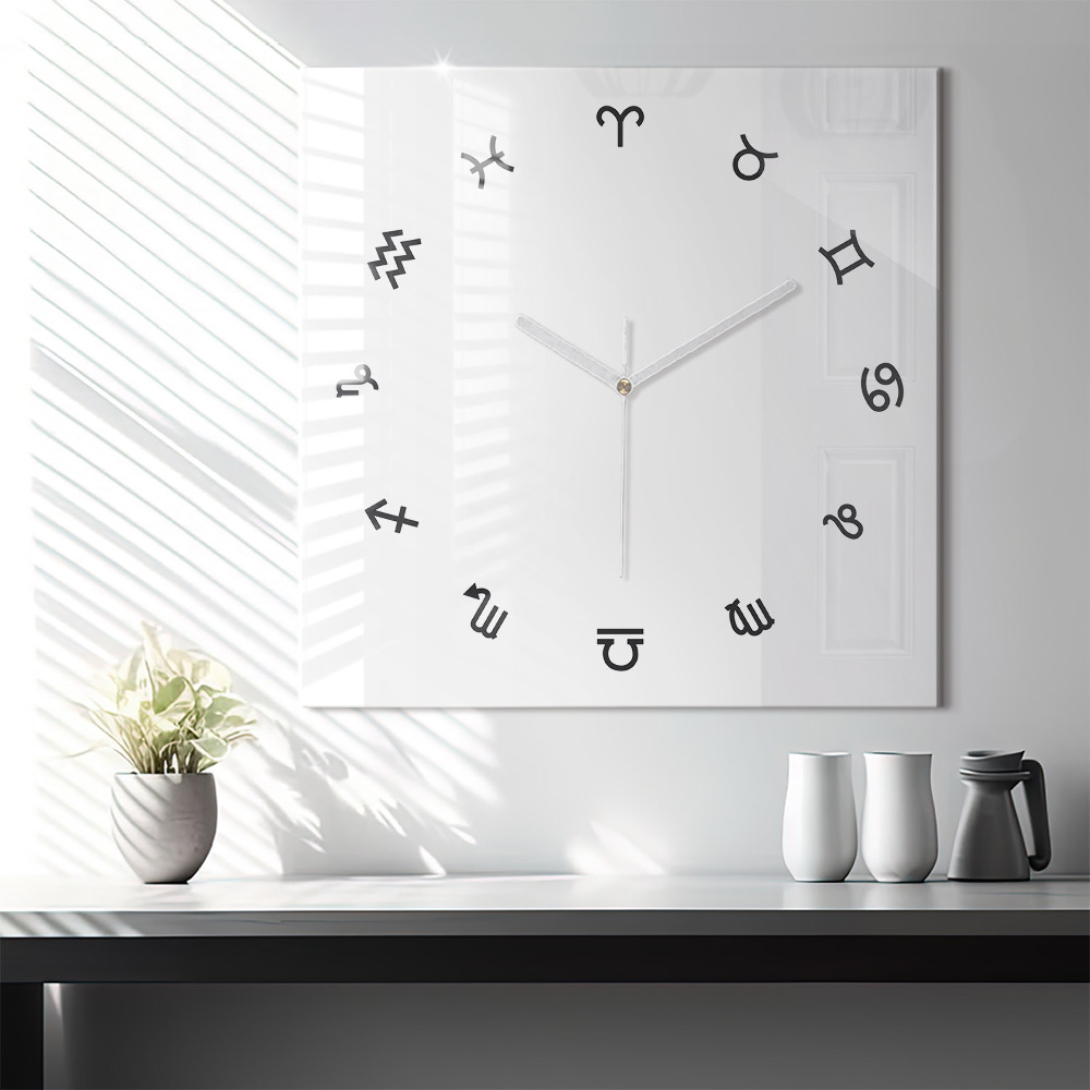 Négyzetes üvegóra 60x60 Minimalista állatövök